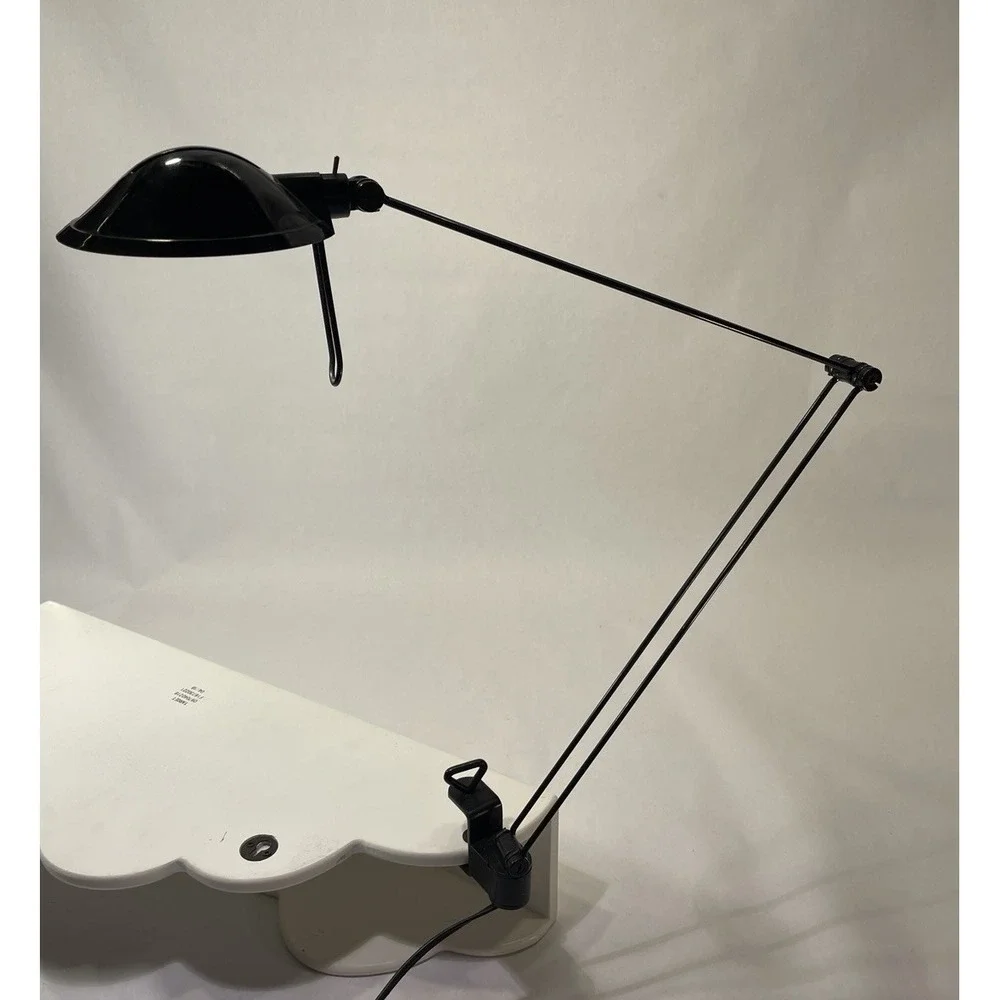 Vtg Ikea Articulating Desk Lamp With Clamp Black Halogen Working